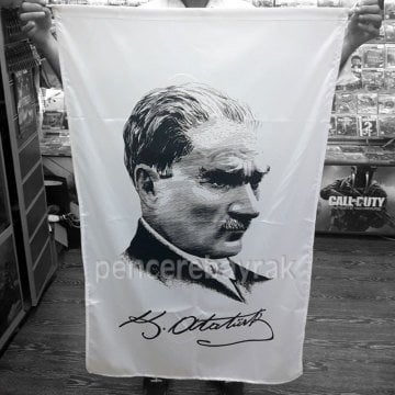 Kod 03 - Atatürk Bayrağı (Siyah Beyaz, Beyaz Zemin)