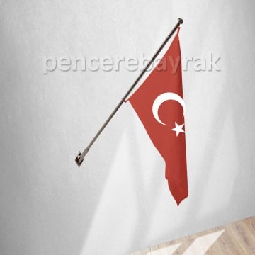 Duvar Tipi Teleskopik Bayrak Direği 150 cm Krom Kaplama