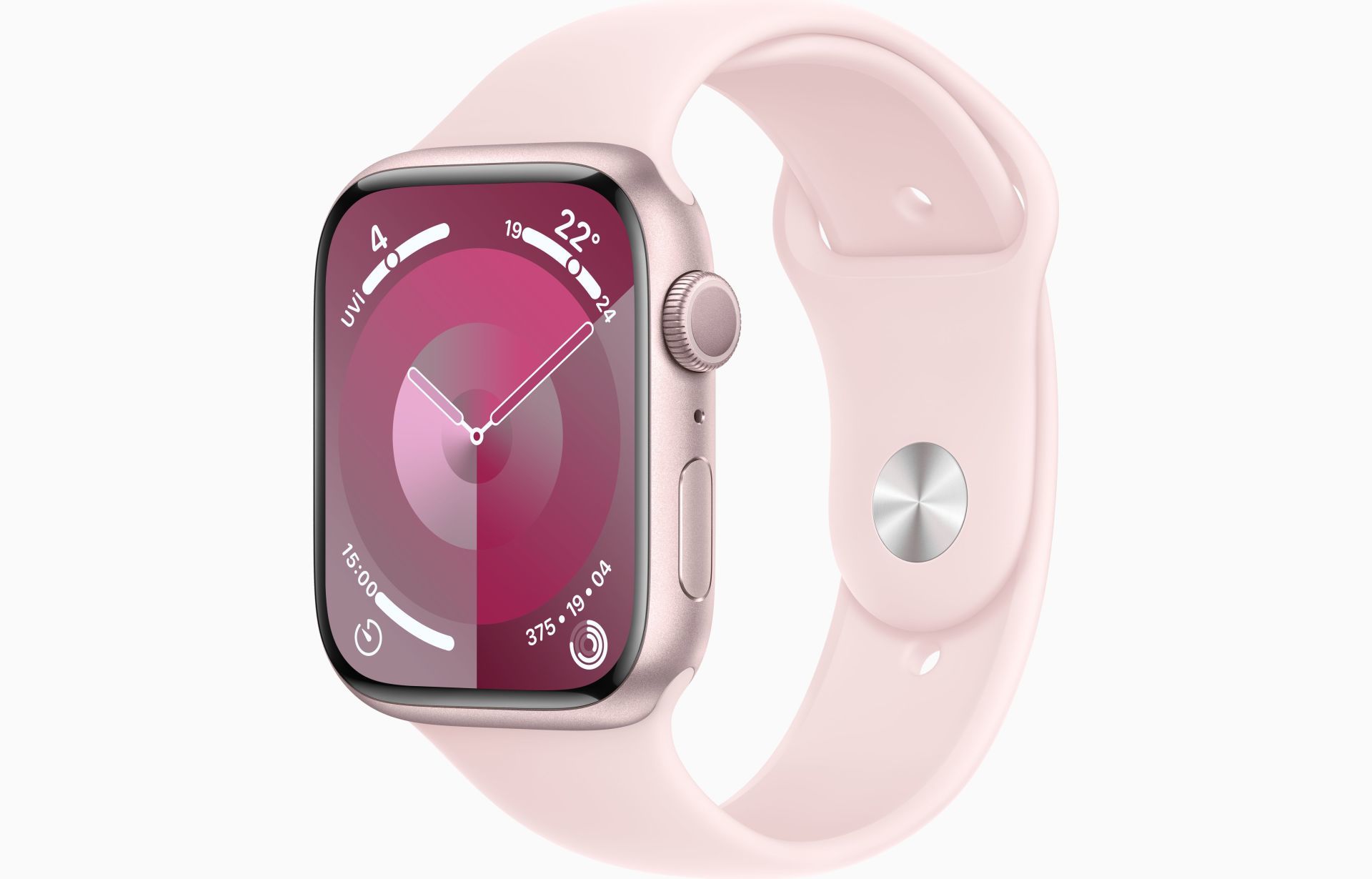 Apple Watch Series 9 GPS 41mm Pembe Alüminyum Kasa ve Uçuk Pembe Spor Kordon - S/M - MR933TU/A
