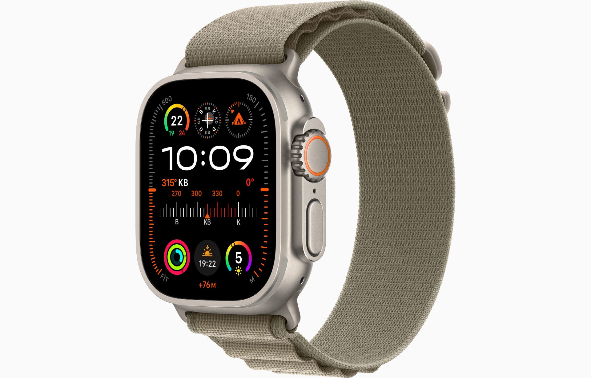 Apple Watch Ultra 2 GPS + Cellular, 49mm Titanyum Kasa ve Klasik Zeytin Yeşili Alpine Loop - Büyük Boy - MRF03TU/A