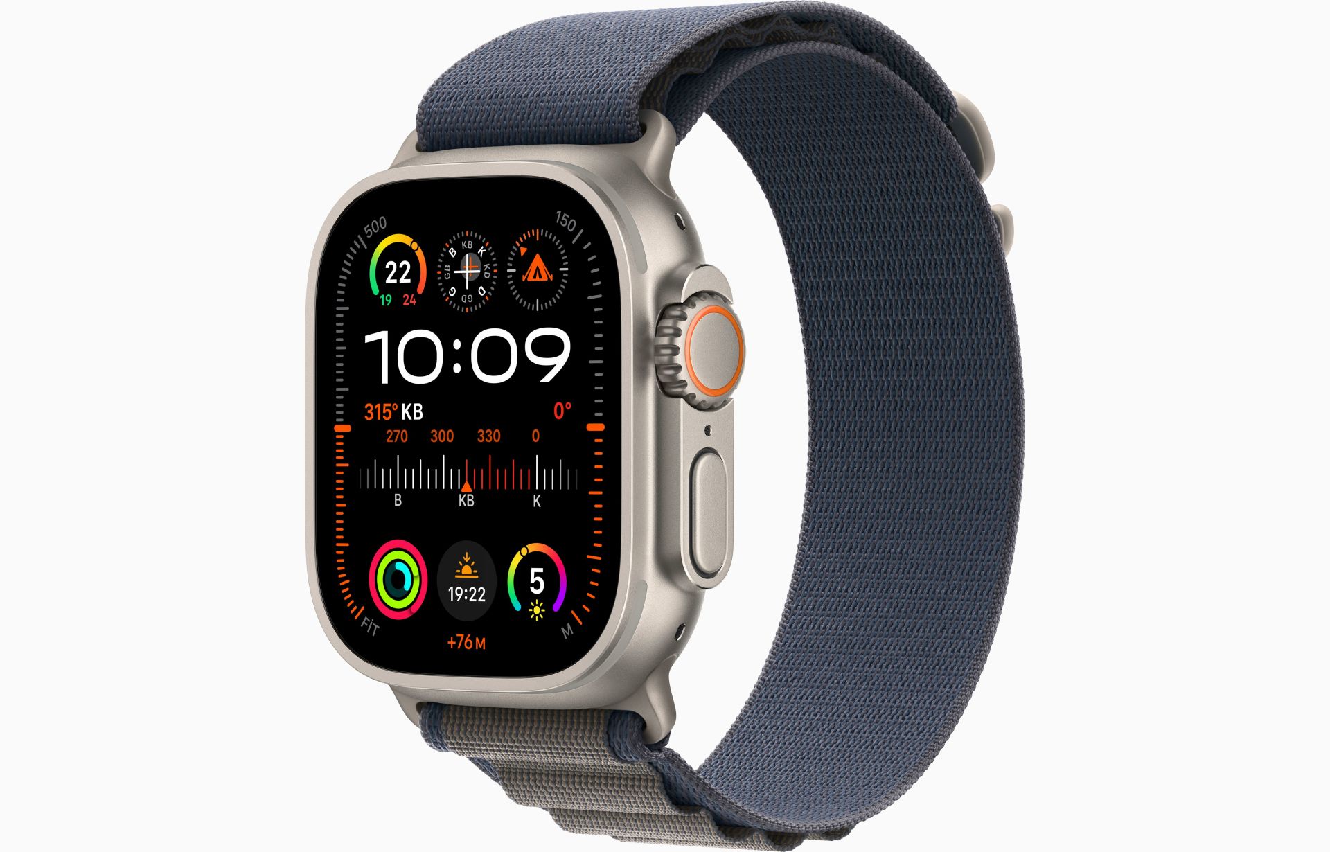 Apple Watch Ultra 2 GPS + Cellular, 49mm Titanyum Kasa ve Mavi Alpine Loop - Büyük Boy - MREQ3TU/A