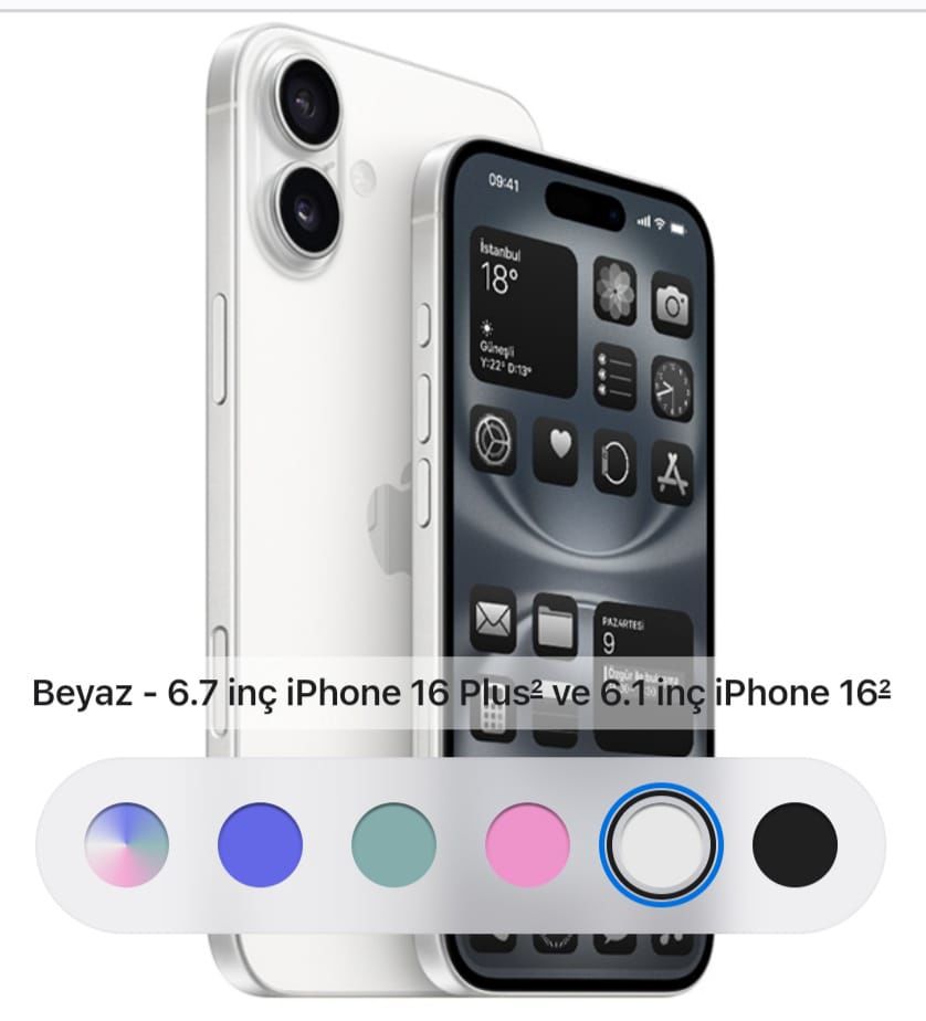 iPhone 16 Plus A18 cip 6.7 inç 256 gb beyaz