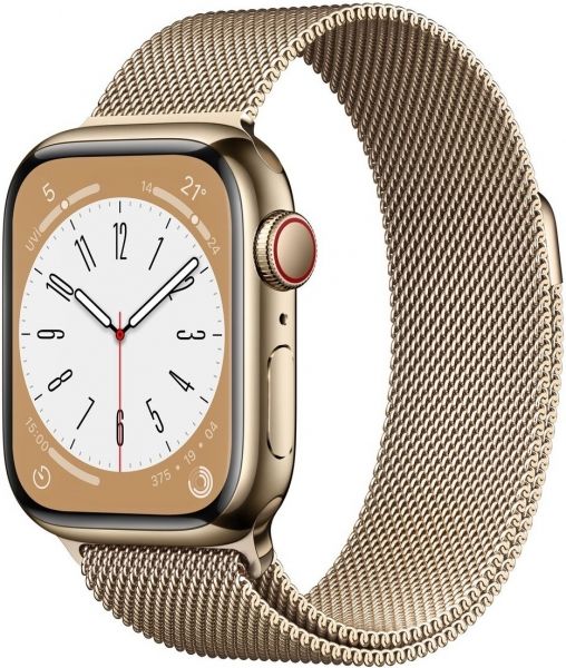 Apple Watch Series 8 GPS + Cellular 41mm Altın Paslanmaz Çelik Kasa