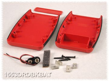 ABS Enclosure 147x89x25 Red Batt.Comp. (1553DRDBKBAT )