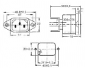 IEC Power Connector, Spacing=40mm, 4,8mm