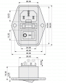 Sigortalı,Kırmızı Işıklı IEC Power Connector,  (59JR101-1FR-LR)