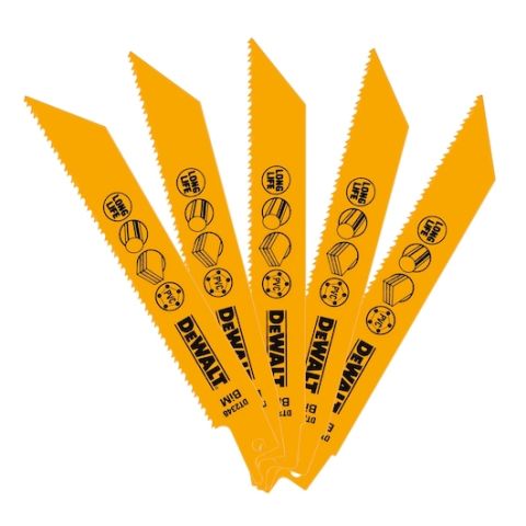 DEWALT DT2348 152mm 1.8-2.5mm DİŞ 3-8mm KESİM 5'Lİ Bİ-METAL SERT PLASTİK, SANDVİÇ KESİM TİLKİ KUYRUĞU TESTERE