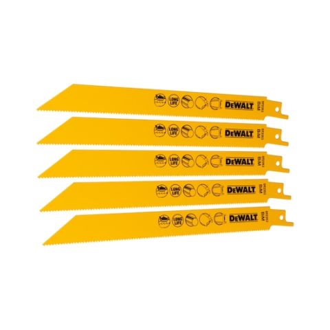 DEWALT DT2353 203mm 1.8mm DİŞ 3-8mm KESİM 5'Lİ Bİ-METAL METAL HIZLI KESİM TİLKİ KUYRUĞU TESTERE