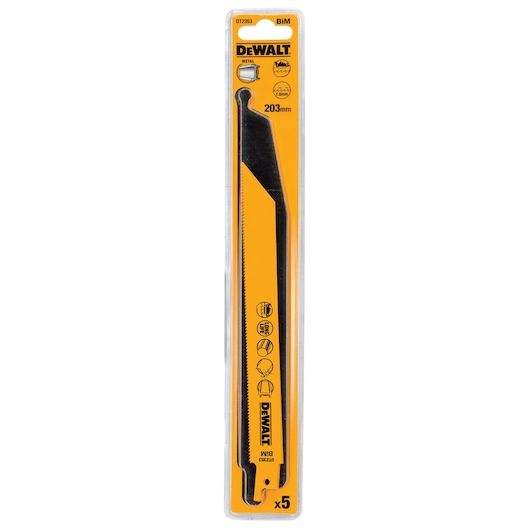DEWALT DT2353 203mm 1.8mm DİŞ 3-8mm KESİM 5'Lİ Bİ-METAL METAL HIZLI KESİM TİLKİ KUYRUĞU TESTERE