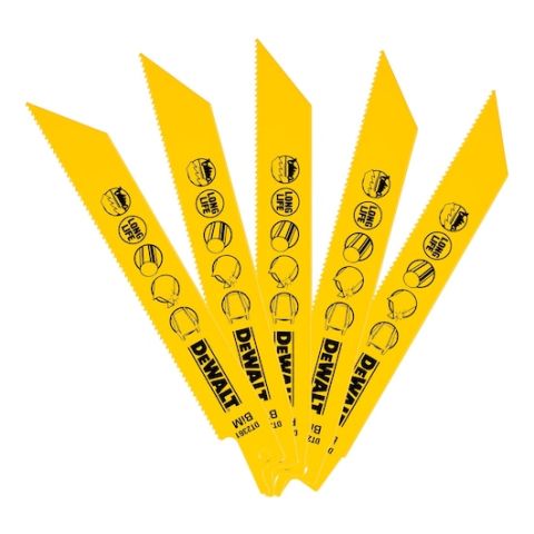 DEWALT DT2361 152mm 1.8mm DİŞ 3-8mm KESİM 5'Lİ Bİ-METAL METAL HIZLI KESİM TİLKİ KUYRUĞU TESTERE