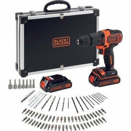 Black+Decker BDCHD18BAFC 18V 1.5AH ÇİFT AKÜLÜ LI-ION DARBELI VIDALAMA,ÇIFT AKÜ, ÇANTA, 80 PARÇA AKS. SETI