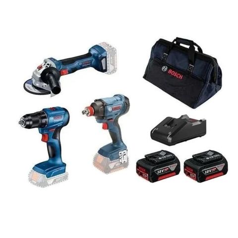 Bosch GSR 185-LI + GDX 180-LI + GWS 180-LI + 2x 4.0 Ah Akülü Set