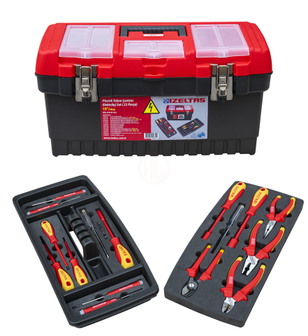 İzeltaş 19'' PLASTİK TAKIM ÇANTASI ELEKTRİKÇİ SET DOLU (23 PARÇA) 8440001023