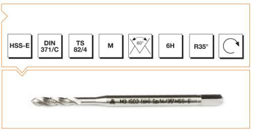 Makina  Takım M10 Helis Kanallı Makina Kılavuzu HSS - E DIN 371/C