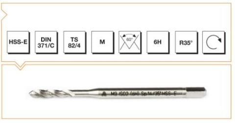 Makina  Takım M10 Helis Kanallı Makina Kılavuzu HSS - E DIN 371/C
