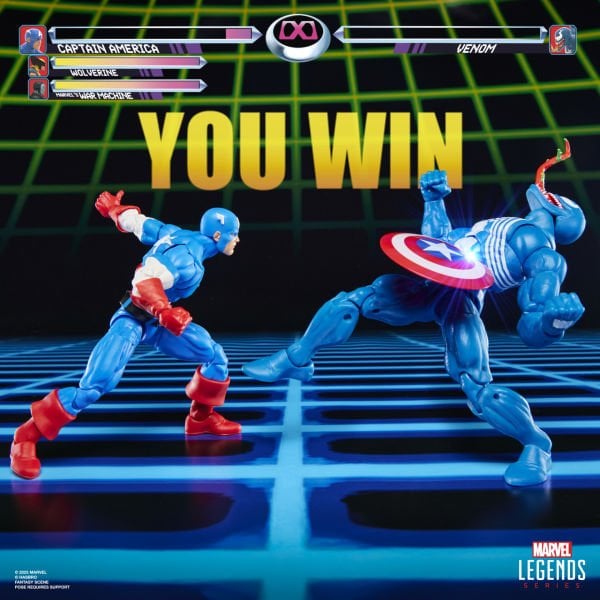 Marvel Legends Gamerverse Captain America vs Venom (Retro Video Game) İkili Aksiyon Figür Seti