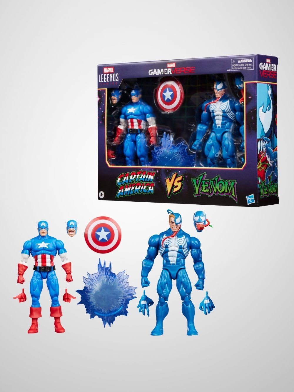 Marvel Legends Gamerverse Captain America vs Venom (Retro Video Game) İkili Aksiyon Figür Seti