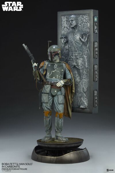 Star Wars: Empire Strikes Back - Boba Fett and Han Solo in Carbonite Premium Format Heykel