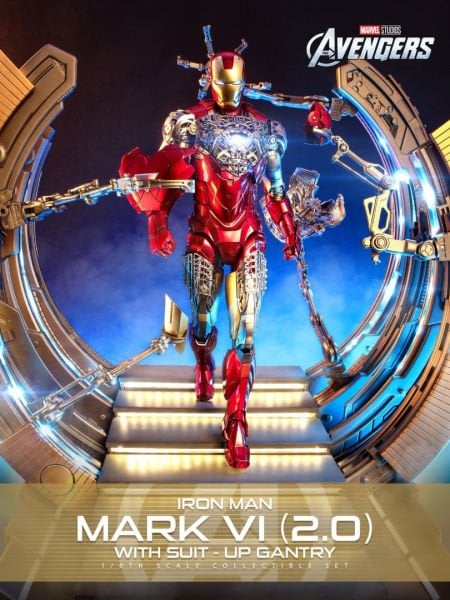 The Avengers - Iron Man Mark VI (2.0) with Suit-Up Gantry 1/6 Scale Diecast Koleksiyon Seti