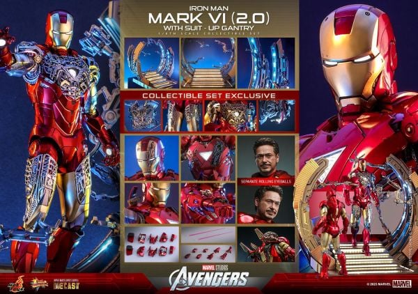 The Avengers - Iron Man Mark VI (2.0) with Suit-Up Gantry 1/6 Scale Diecast Koleksiyon Seti