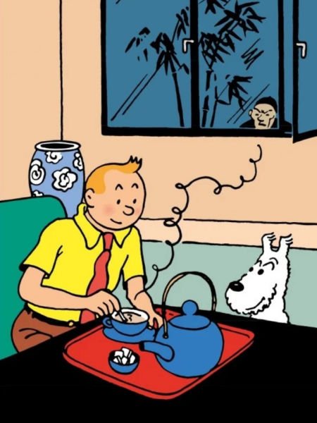Tintin - Tintin Having Tea (Tintin Prenant le Thé) Resin Heykel