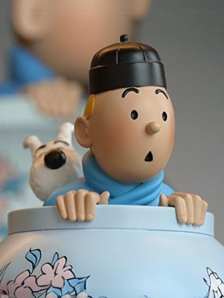 Tintin - Tintin & Milou Blue Lotus Vase (Potiche Lotus bleu) Heykel