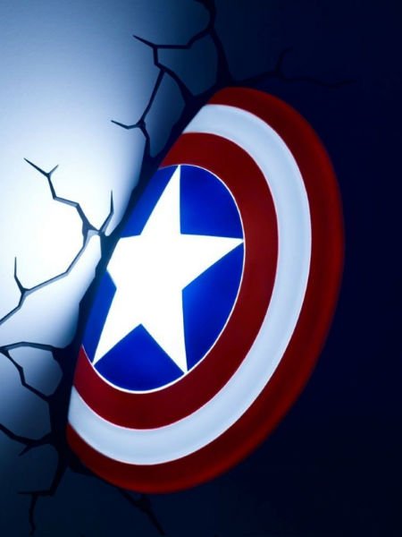 Marvel Captain America Kalkan 3D Duvar Lambası