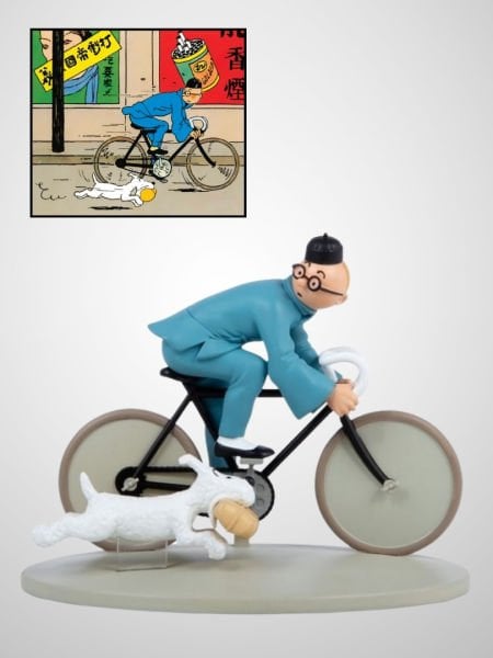 Tintin - Tintin on a Bicycle (Blue Lotus) Colourised Special Edition Heykel