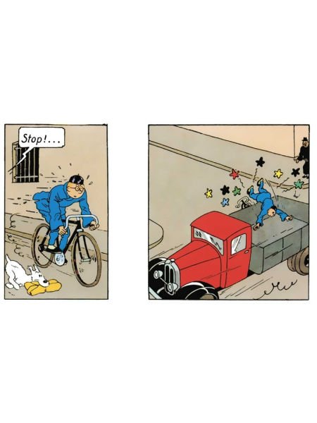 Tintin - Tintin on a Bicycle (Blue Lotus) Colourised Special Edition Heykel