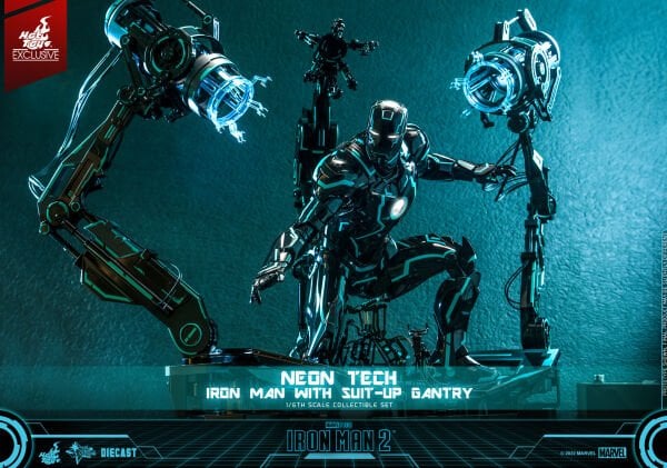 Iron Man 2 - Neon Tech Iron Man with Suit-up Gantry Diecast 1/6 Scale Koleksiyon Figür Seti