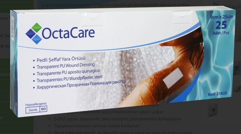 Su Geçirmez Şeffaf Pu Film Yara Örtüsü 9 cm x 25 cm (Sezeryan Bandı) - 10 ADET