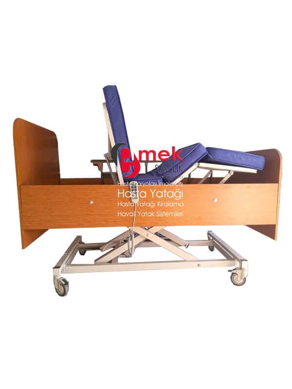 3 Motorlu Asansörlü Ahşap Hasta Yatağı – Dayanıklı ve Hijyenik