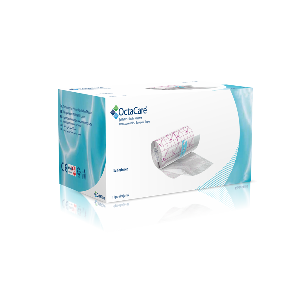 Octacare Şeffaf Pu Tıbbi Plaster Sıvı Geçirmez Banyo Bandı 10 m x 10 cm