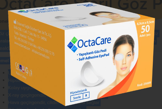 OctaCare Steril Göz Pedi 6,5 cm x 9,5 cm 50 Adet