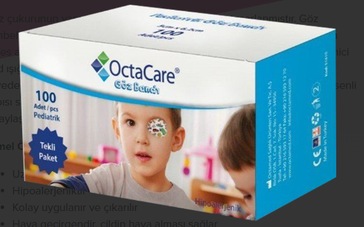 OctaCare Pediatrik Göz Pedi Erkek 5 cm x 6,2 cm 100 Adet