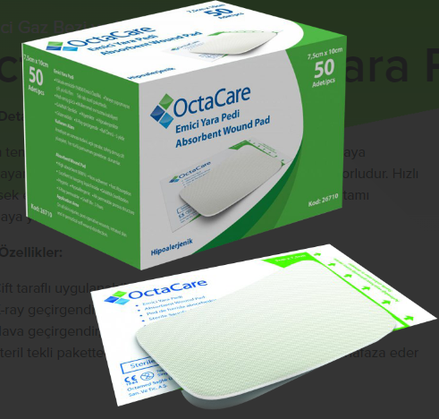 OctaCare Emici Yara Pedi 7,5 cm x 10 cm 50 Adet