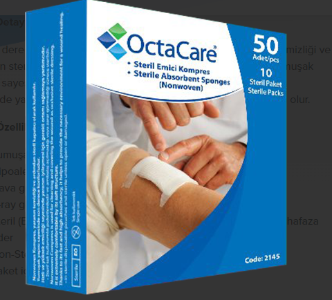 OctaCare Steril Emici Kompres (Non-Wowen) 7,5cm x 7,5cm 50 Adet