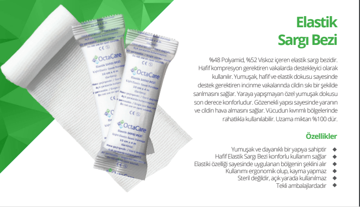 OctaCare Elastik Sargı Bezi 15 cm x 2 m	25 Adet